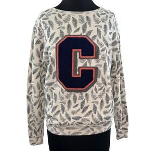 CLOSED White Gray Sweatshirt Cotton Plant C Crew Neck Pullover Size XS X-Small